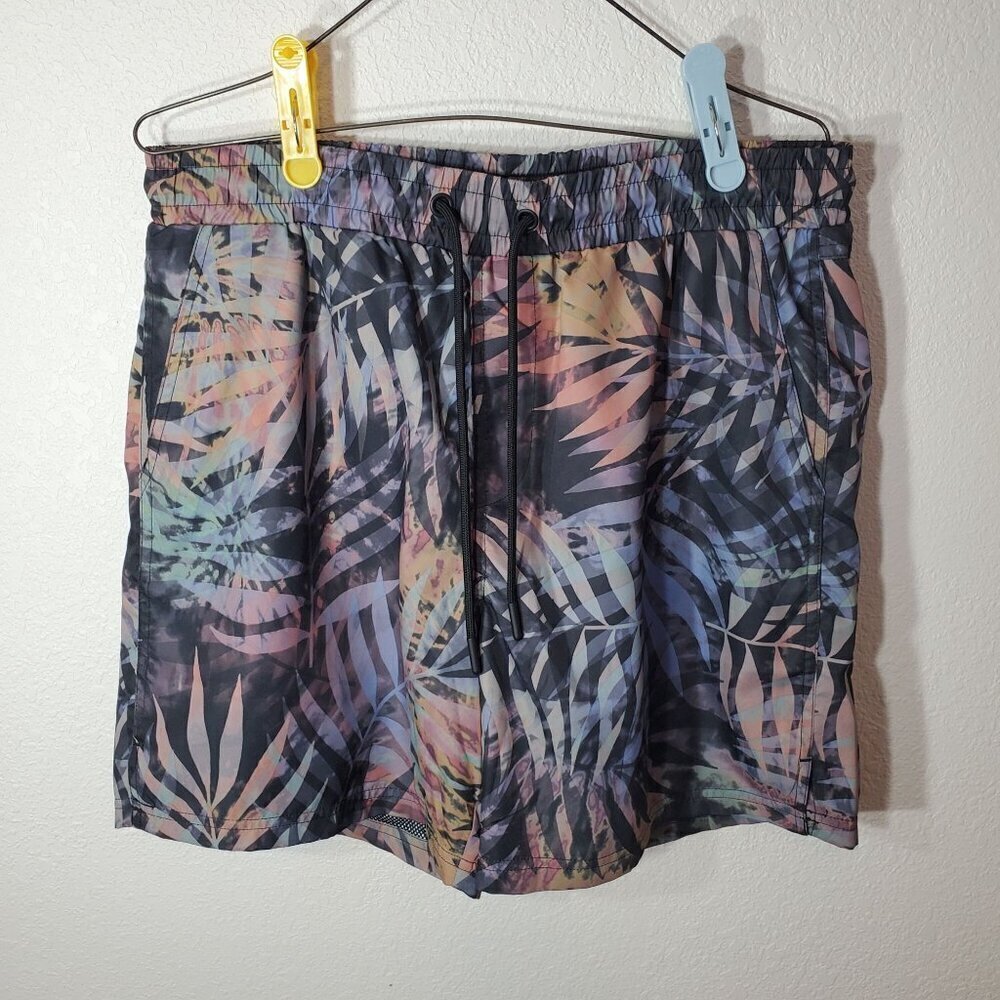 CSG Mens Large Swim Trunks Palm Cove Shorts Multi-Color Elastic Waist Pockets